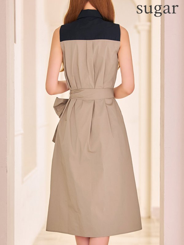 ブラック×ベージュ モデル：るりぴ　身長：165cm 着用サイズ：7号(Sサイズ)