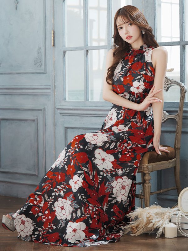 ほぼ未使用！GINZA COUTURE/銀座クチュール　ロングドレスsugar XS-Lサイズあり 【GINZA COUTURE/銀座クチュール】フラワー刺繍