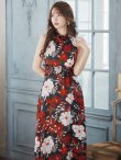 画像6: XS-Lサイズあり 【GINZA COUTURE/銀座クチュール】フラワープリント/ ハイネック/ ノースリーブ/ Aライン/ フレア/ ロングドレス/ キャバドレスlong[OF2] (6)