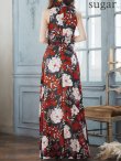 画像9: XS-Lサイズあり 【GINZA COUTURE/銀座クチュール】フラワープリント/ ハイネック/ ノースリーブ/ Aライン/ フレア/ ロングドレス/ キャバドレスlong[OF2] (9)