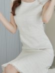 画像16: 門りょうちゃん着用【ERUKEI エルケイ】【XS-Lサイズあり】ツイード/ ノースリーブ/ パール/ 膝丈/ ミディアム/ フレア/ ワンピース/ ミニドレス/ キャバドレス[OF2] (16)