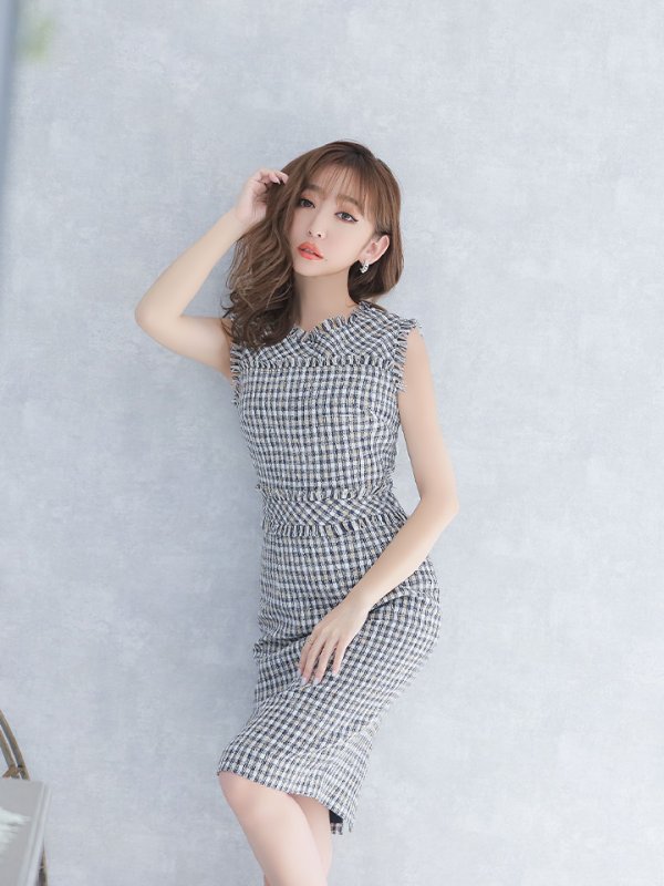 画像28: 【ERUKEI エルケイ】ツイード/ ノースリーブ/ タイト/ ワンピース/ ミニドレス/ キャバドレス[OF2] (28)