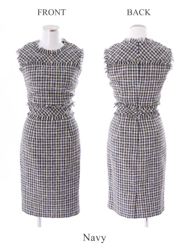 画像42: 【ERUKEI エルケイ】ツイード/ ノースリーブ/ タイト/ ワンピース/ ミニドレス/ キャバドレス[OF2] (42)