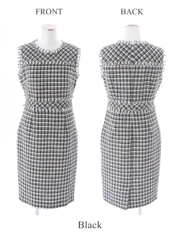 画像40: 【ERUKEI エルケイ】ツイード/ ノースリーブ/ タイト/ ワンピース/ ミニドレス/ キャバドレス[OF2] (40)