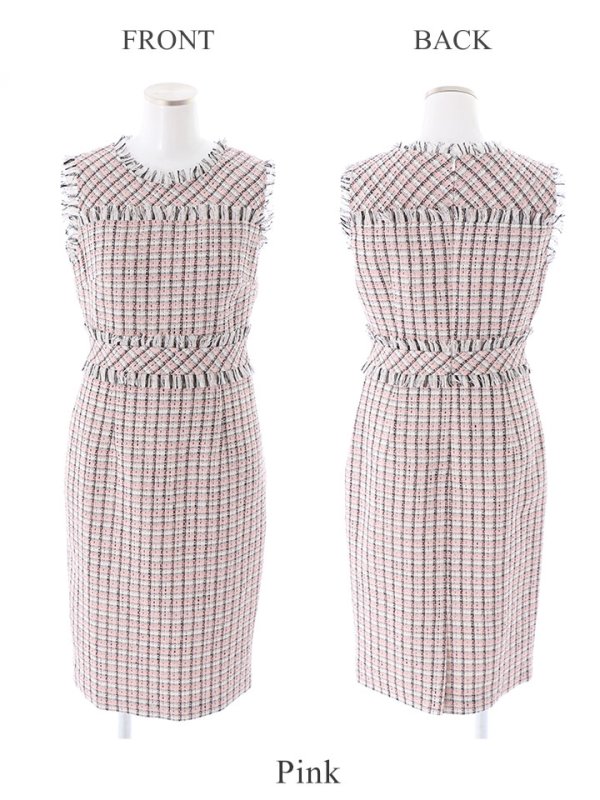 画像37: 【ERUKEI エルケイ】ツイード/ ノースリーブ/ タイト/ ワンピース/ ミニドレス/ キャバドレス[OF2] (37)