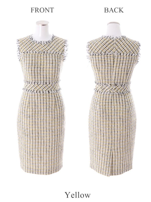 画像38: 【ERUKEI エルケイ】ツイード/ ノースリーブ/ タイト/ ワンピース/ ミニドレス/ キャバドレス[OF2] (38)