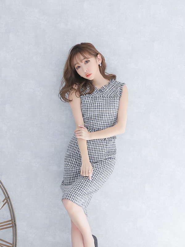 画像27: 【ERUKEI エルケイ】ツイード/ ノースリーブ/ タイト/ ワンピース/ ミニドレス/ キャバドレス[OF2] (27)