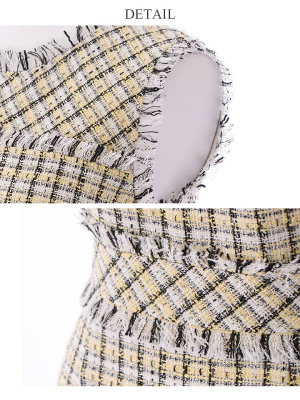 画像43: 門りょうちゃん着用【ERUKEI エルケイ】【XS-Lサイズあり】 ツイード/ ノースリーブ/ タイト/ ワンピース/ ミニドレス/ キャバドレス[OF2] (43)