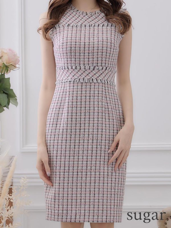 画像42: 【ERUKEI エルケイ】ツイード/ ノースリーブ/ タイト/ ワンピース/ ミニドレス/ キャバドレス[OF2] (42)