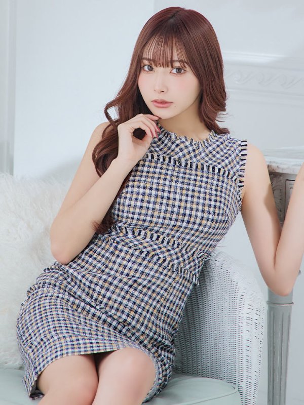 画像31: 【ERUKEI エルケイ】ツイード/ ノースリーブ/ タイト/ ワンピース/ ミニドレス/ キャバドレス[OF2] (31)