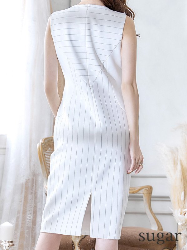 画像9: 【ERUKEI エルケイ】【XS-Lサイズあり】ビジュー/ ノースリーブ/ タイト/ 膝丈/ワンピース/ ミニドレス/ キャバドレス[OF2] (9)