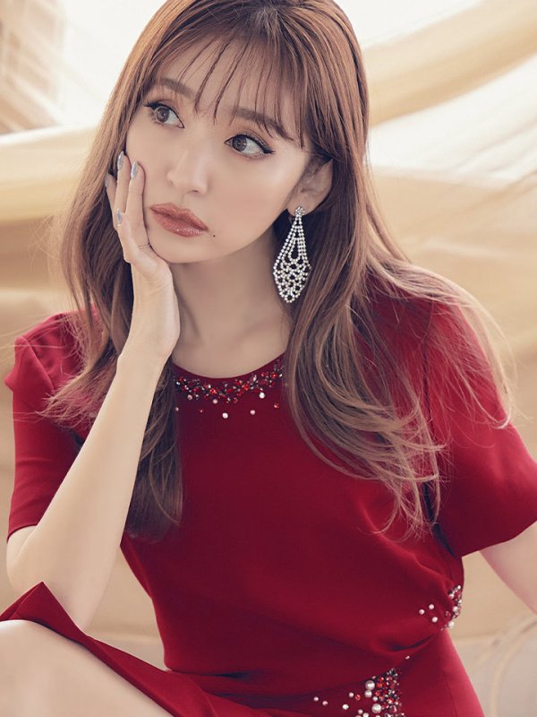 画像4: 【ERUKEI エルケイ】【XS-Lサイズあり】ビジュー/ ワンカラー/ ミディアム/ワンピース/タイト/ 膝丈/ワンピース/ ミニドレス/ キャバドレス[OF2] (4)