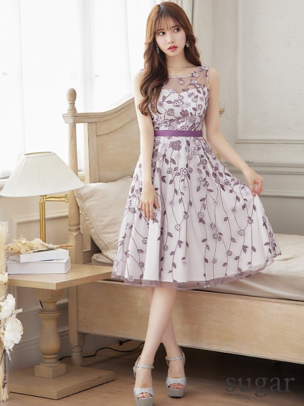 画像16: XS-Lサイズあり【ERUKEI エルケイ】花柄 /総レース / Aライン/ ミディアム丈/ 膝丈/ フレア/ワンピース / キャバドレス[OF2] (16)