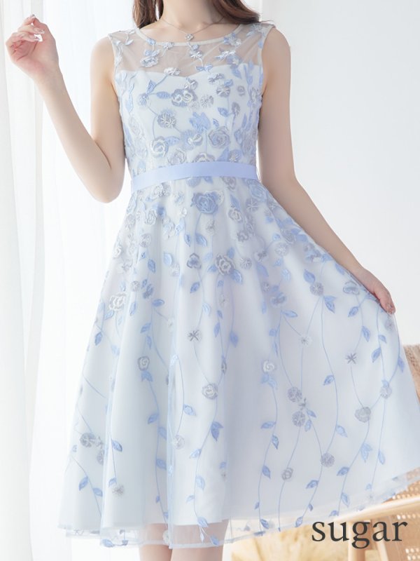 画像8: XS-Lサイズあり【ERUKEI エルケイ】花柄 /総レース / Aライン/ ミディアム丈/ 膝丈/ フレア/ワンピース / キャバドレス[OF2] (8)