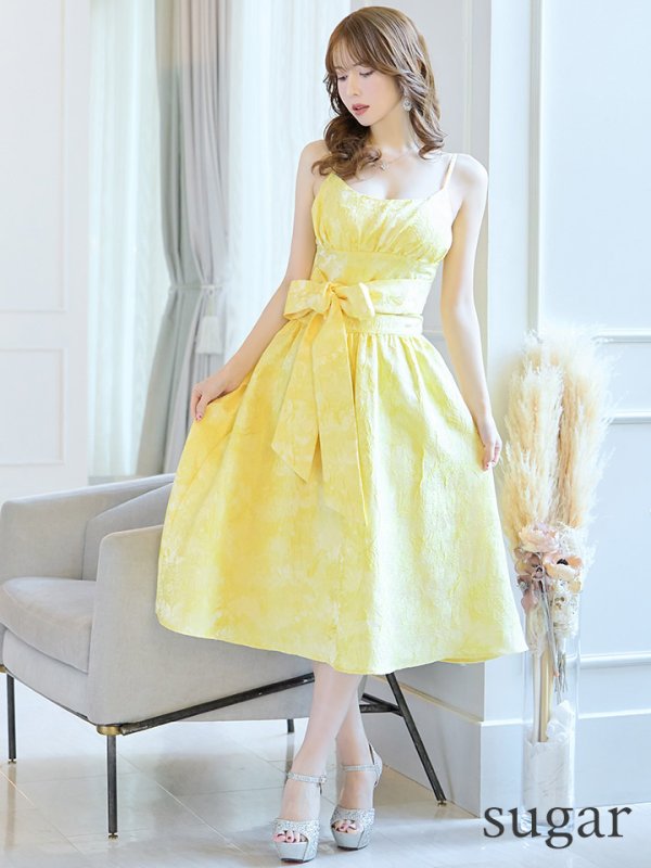 画像7: XS-Lサイズあり【ERUKEI エルケイ】総レース/ キャミソール/ ウエストリボン/ ギャザー/ フレア/ ミモレ丈/ ワンピース/ キャバドレス[OF2] (7)