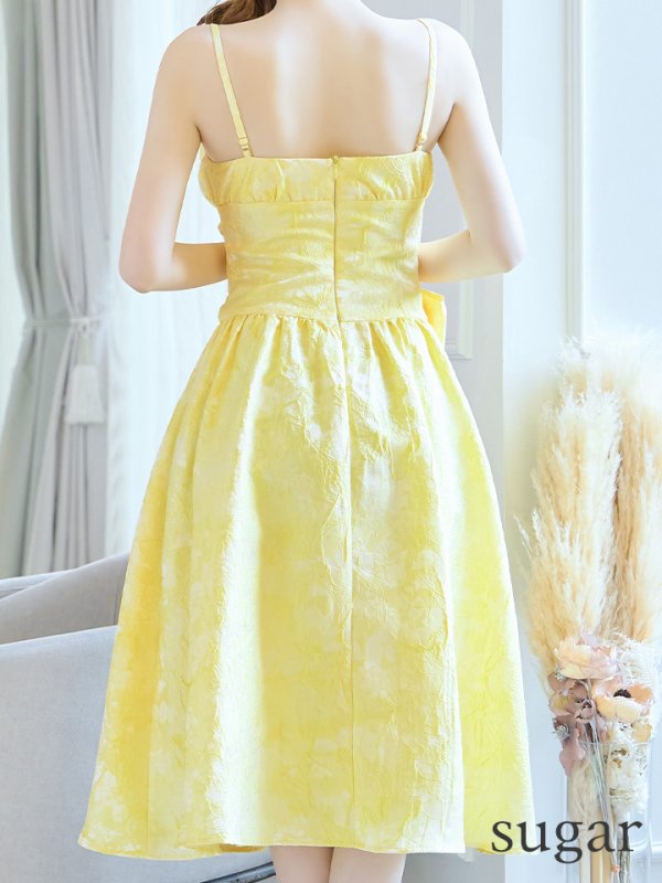 画像9: XS-Lサイズあり【ERUKEI エルケイ】総レース/ キャミソール/ ウエストリボン/ ギャザー/ フレア/ ミモレ丈/ ワンピース/ キャバドレス[OF2] (9)