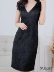画像8: XS-Lサイズあり【ERUKEI エルケイ】ジャガード/ ショルダーリボン/ ノースリーブ/ ひざ丈/ タイト/ ワンピース/ ミディアムドレス/ キャバドレス[OF2] (8)