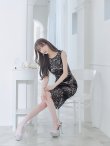 画像14: XS-Lサイズあり【ERUKEI エルケイ】フラワーレース/ ボートネック/ ノースリーブ/ タイト/ 膝丈/ ワンピース/ ミディアムドレス/ キャバドレス[OF2] (14)