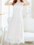 画像8: XS-Lサイズあり 【GINZA COUTURE/銀座クチュール】ボートネック/ 総レース/ ワンカラー/ ノースリーブ/ ミモレ丈/マキシ丈/ Aライン/ ワンピース/ ミディアムドレス/ キャバドレス[OF2] (8)