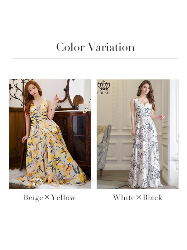 画像19: XS-Lサイズあり【ERUKEI エルケイ】フラワープリント/ Vネック/ ノースリーブ/ バックスピンドル/ Aライン/ フレア/ ロングドレス/ キャバドレス long[OF2] (19)