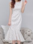 画像8: XS-Lサイズあり【ERUKEI エルケイ】マーメイド/ ノースリーブ/ フラワーレース/ ワンピース/ 裾フリル/ ミディアムドレス/ キャバドレス[OF2] (8)