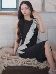 ブラックxグレー モデル：まおちゃる　身長：158cm　着用サイズ：7号(Sサイズ)
