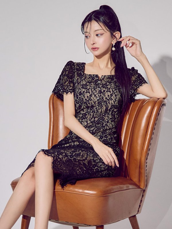 ブラック　モデル：まおちゃる　身長：158cm　着用サイズ：7号(Sサイズ)