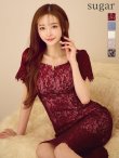 ワインレッド　モデル：真優川咲　身長：158cm　着用サイズ：7号(Sサイズ)