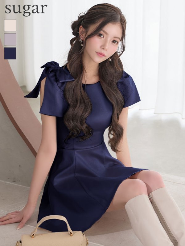 ネイビー　モデル：せいは　身長：161cm　着用サイズ：7号(Sサイズ)