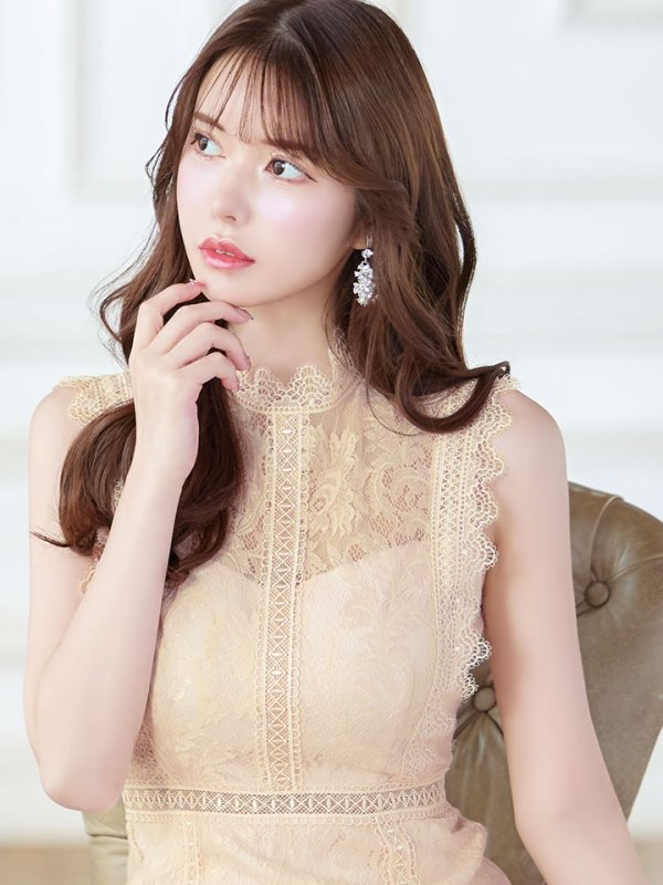 画像9: XS-Lサイズあり【ERUKEI エルケイ】フラワーレース/ Aライン/ ミモレ丈/ ノースリーブ/ ワンピース/ ミディアムドレス/ キャバドレス[OF2] (9)