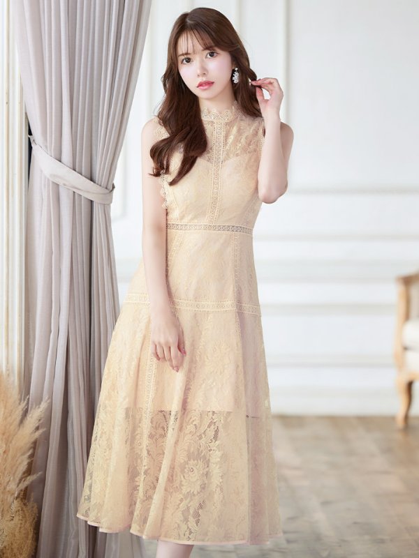 画像12: XS-Lサイズあり【ERUKEI エルケイ】フラワーレース/ Aライン/ ミモレ丈/ ノースリーブ/ ワンピース/ ミディアムドレス/ キャバドレス[OF2] (12)