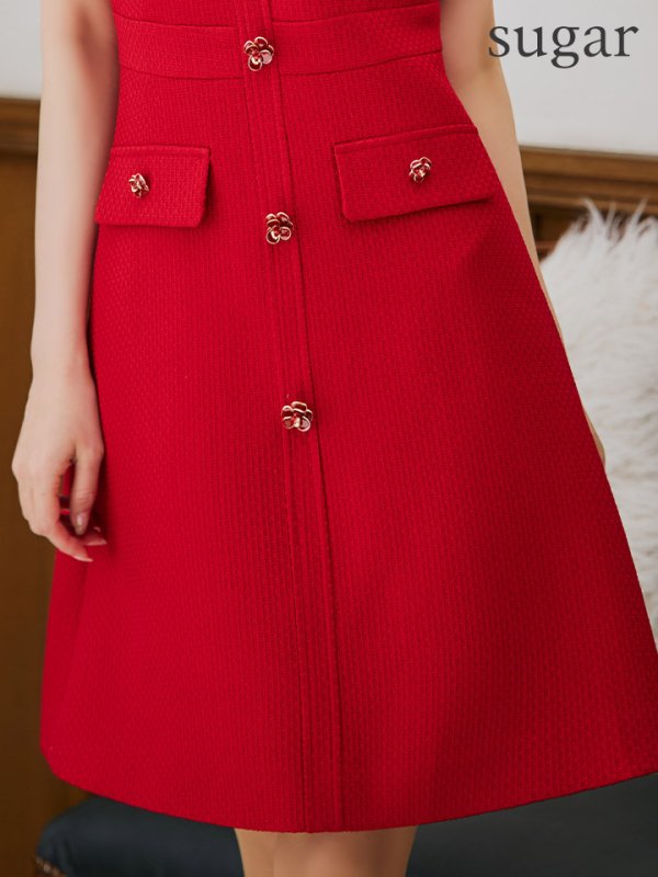 画像30: XS-Lサイズあり【ERUKEI エルケイ】ボタン/ Aライン/ 半袖/ 台形スカート/ フレア/ ワンピース/ ミニドレス/ キャバドレス[OF2] (30)