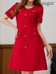 画像28: XS-Lサイズあり【ERUKEI エルケイ】ボタン/ Aライン/ 半袖/ 台形スカート/ フレア/ ワンピース/ ミニドレス/ キャバドレス[OF2] (28)