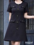 画像18: XS-Lサイズあり【ERUKEI エルケイ】ボタン/ Aライン/ 半袖/ 台形スカート/ フレア/ ワンピース/ ミニドレス/ キャバドレス[OF2] (18)