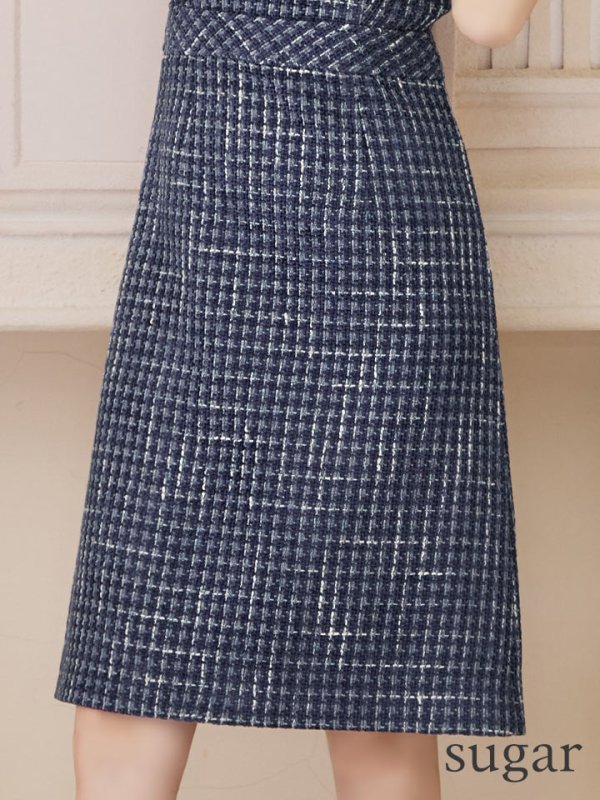 画像13: XS-Lサイズあり【ERUKEI エルケイ】 ツイード/ ノースリーブ/ Aライン/ ワンピース/ ひざ丈/ ミディアムドレス/ キャバドレス[OF2] (13)