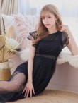 画像6: 【ERUKEI エルケイ】ドットレース/ 袖あり/フリル/ シアー/ フレア/ ミモレ丈/ ワンピース/ 足透け/ キャバドレス[OF2] (6)