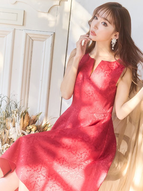 画像16: XSサイズあり【ERUKEI エルケイ】ワンカラー/ ノースリーブ/ ワンピース/ フレア/ ミディアムドレス/ キャバドレス[OF2] (16)