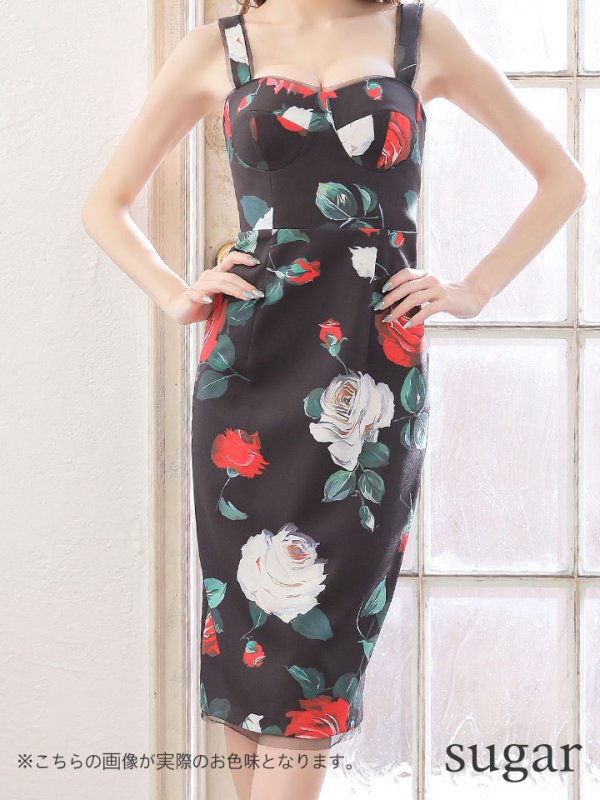 画像8: 【ERUKEI エルケイ】フラワープリント/ ノースリーブ/ ワンピース/ タイト/ ミディアムドレス/ ミニドレス/ キャバドレス[OF2] (8)
