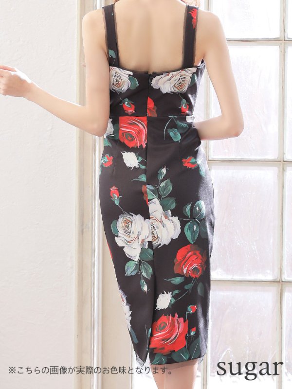 画像9: 【ERUKEI エルケイ】フラワープリント/ ノースリーブ/ ワンピース/ タイト/ ミディアムドレス/ ミニドレス/ キャバドレス[OF2] (9)