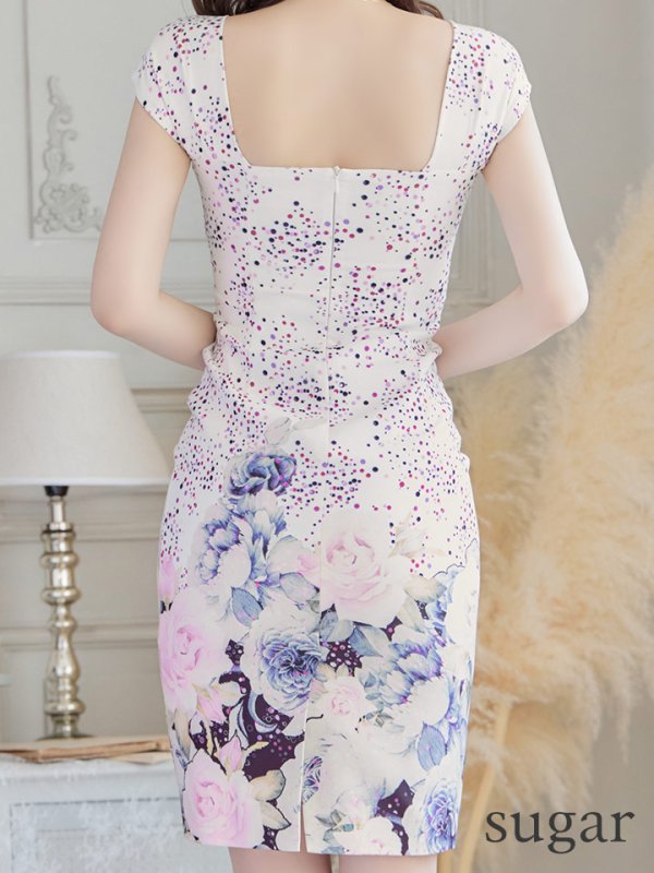 画像9: 【ERUKEI エルケイ】プリント/ 膝丈/ ミディアム丈/ タイト/ ワンピース/ ミニドレス/ キャバドレス[OF2] (9)