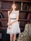 画像5: XS-Lサイズあり【SETTAN/セッタン】ケミカルレース/ ボートネック/ ノースリーブ/ワンピース/ミニドレス/ キャバドレス[OF2] (5)