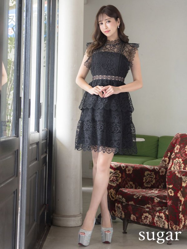 画像16: XS-Lサイズあり【SETTAN/セッタン】ケミカルレース/ ボートネック/ ノースリーブ/ワンピース/ミニドレス/ キャバドレス[OF2] (16)