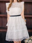 画像8: XS-Lサイズあり【SETTAN/セッタン】ケミカルレース/ ボートネック/ ノースリーブ/ワンピース/ミニドレス/ キャバドレス[OF2] (8)