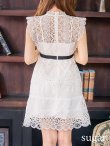 画像9: XS-Lサイズあり【SETTAN/セッタン】ケミカルレース/ ボートネック/ ノースリーブ/ワンピース/ミニドレス/ キャバドレス[OF2] (9)
