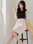 画像5: XS-Lサイズあり【SETTAN/セッタン】ワンピース/ バックリボン/ノースリーブ/ Aライン/ バイカラー/ ミディアム丈/ ひざ丈/ キャバドレス[OF2] (5)