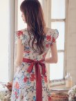 画像12: XS-Lサイズあり【ERUKEI エルケイ】ワンピース/ フラワープリント/ フリル/ リボンベルト/ Aライン/ マキシ丈/ キャバドレス[OF2] (12)