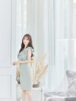 画像14: XS-Lサイズあり【ERUKEI エルケイ】ワンカラー/ Vネック/ フリル袖/ 袖あり/ ミディアム丈/ ワンピース/ タイト/キャバドレス[OF2] (14)