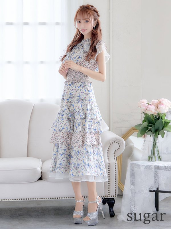 画像7: 【ERUKEI エルケイ】花柄/フリル/ マキシ丈/ワンピース/ミニドレス/ キャバドレス[OF2] (7)