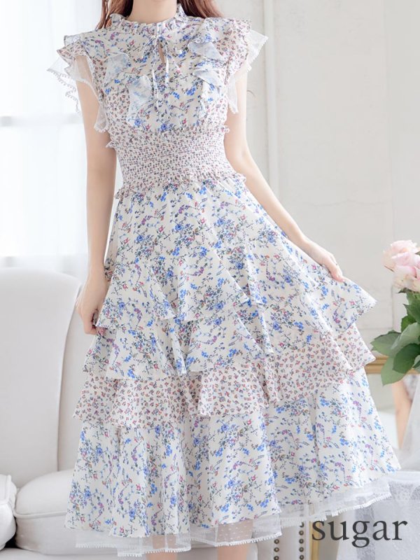 画像8: 【ERUKEI エルケイ】花柄/フリル/ マキシ丈/ワンピース/ミニドレス/ キャバドレス[OF2] (8)