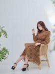 画像12: 【ERUKEI エルケイ】ドット/ ロングスリーブ/ 長袖/フリルデザイン/ 膝丈/ ミディアム/ マキシ丈/ ワンピース/ キャバドレス[OF2] (12)